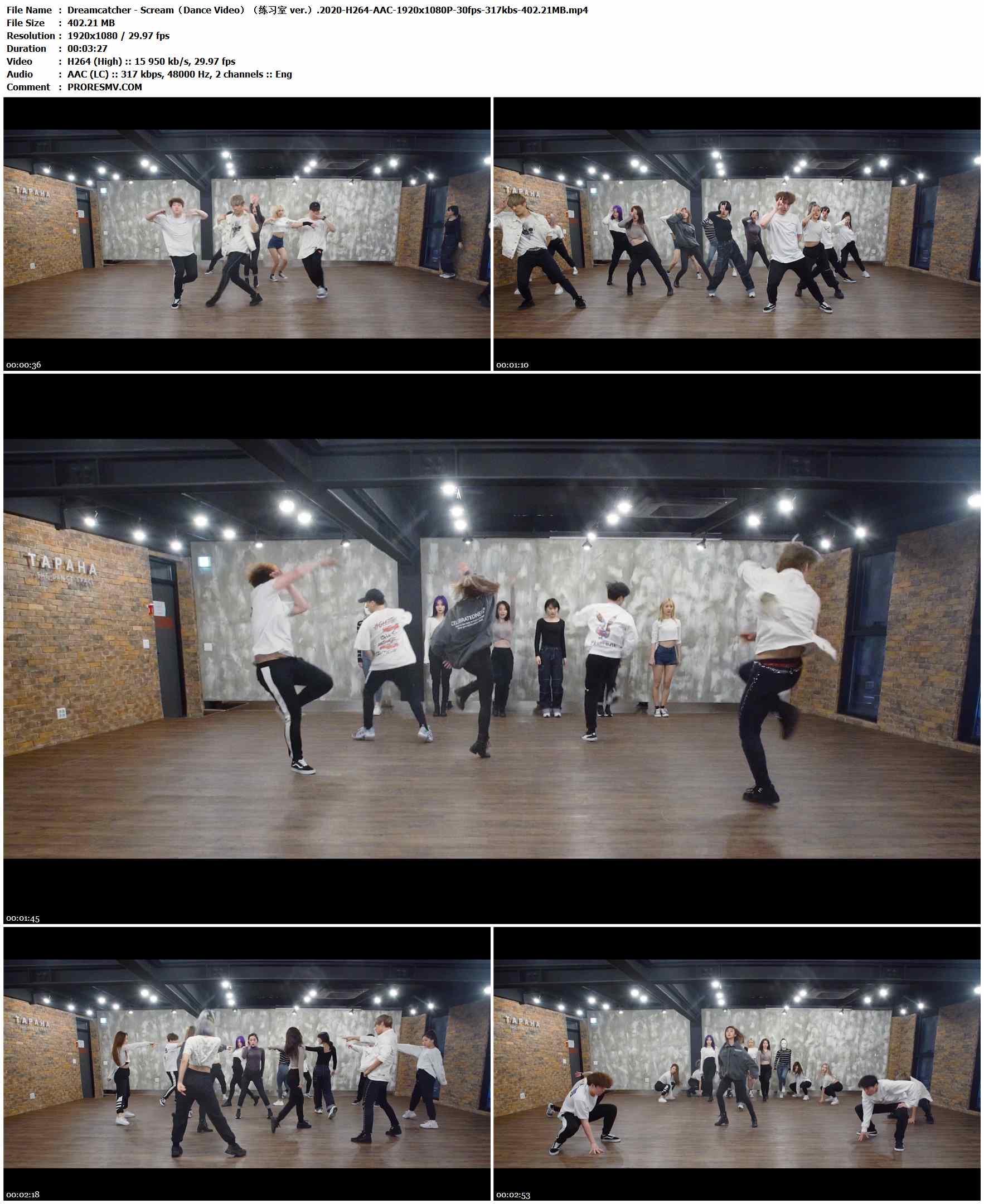 Dreamcatcher - Scream（Dance Video）（练习室 ver.）.2020-H264-AAC-1920x1080P-30fps-317kbs-402.21MB官方MV_高清MV
